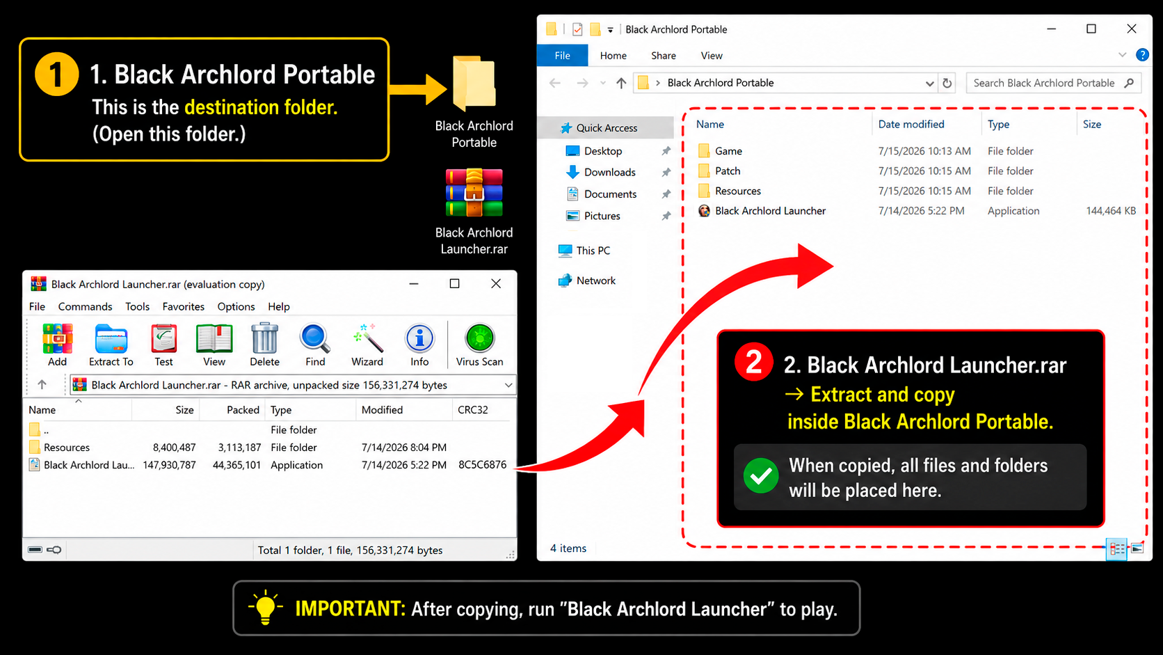 How to install the Black Archlord patch separately